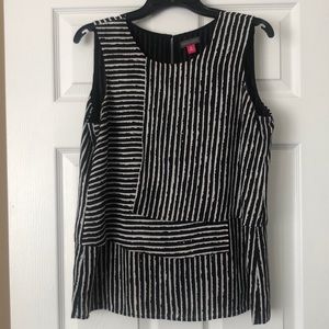 Beautiful blank & white strip Vince Camino blouse